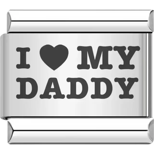Bold black "I ♥ MY DADDY" text Italian charm bracelet link