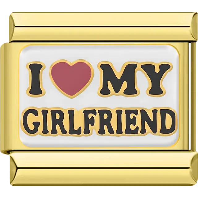 "I Love My Girlfriend" text Italian charm bracelet link