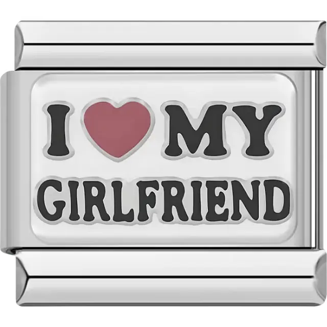 "I Love My Girlfriend" text Italian charm bracelet link