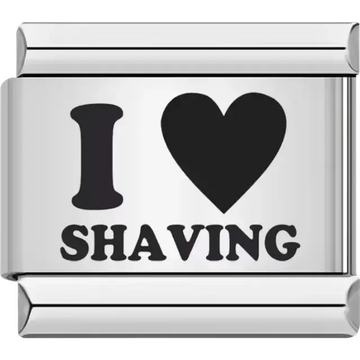 “I ♥ Shaving” text with bold heart design Italian charm bracelet link