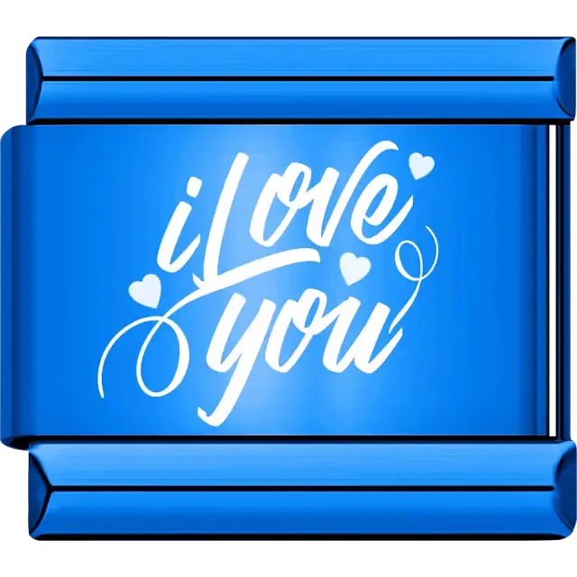 White cursive text with heart symbols spelling "I Love You" Italian charm bracelet link