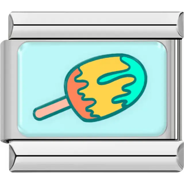 Light blue background colorful ice cream pop Italian charm bracelet link