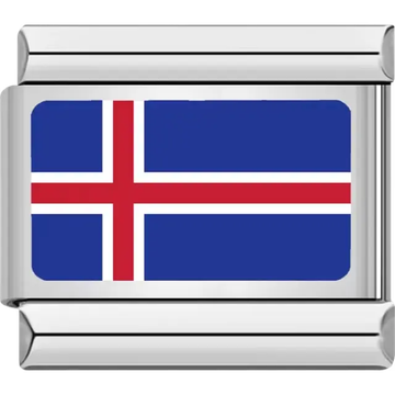 Icelandic flag Italian charm bracelet link