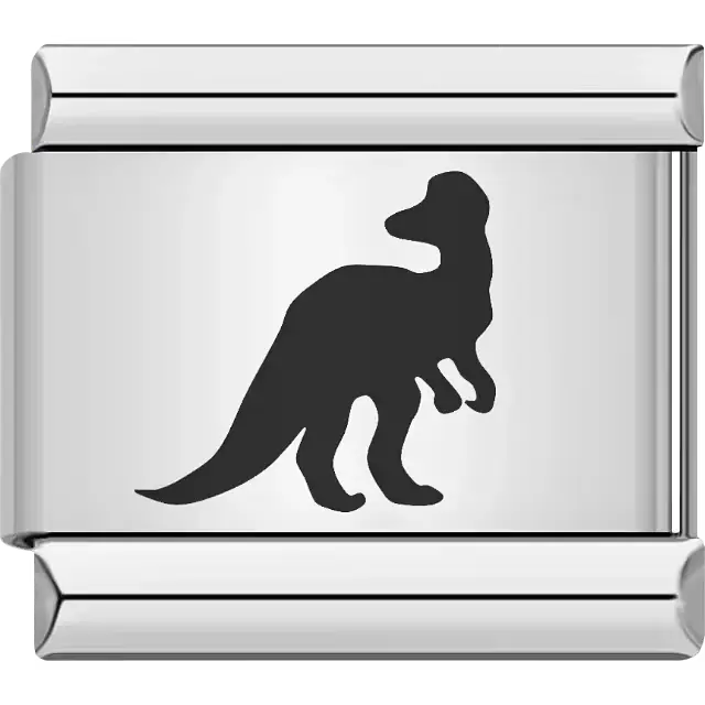 Black iguanodon dinosaur Italian charm bracelet link