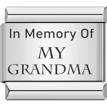 "In Memory Of MY GRANDMA" text Italian charm bracelet link