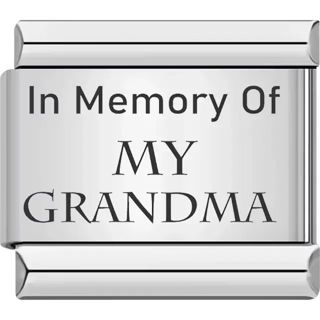 "In Memory Of MY GRANDMA" text Italian charm bracelet link