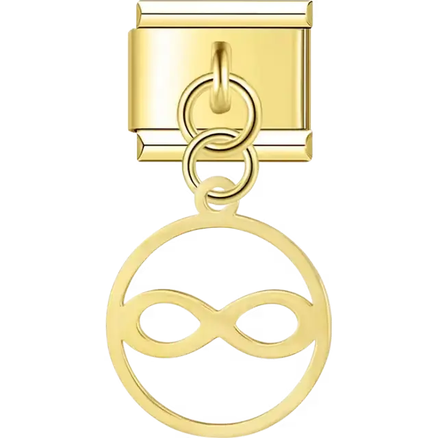 Open circle with infinity symbol dangle Italian charm bracelet link