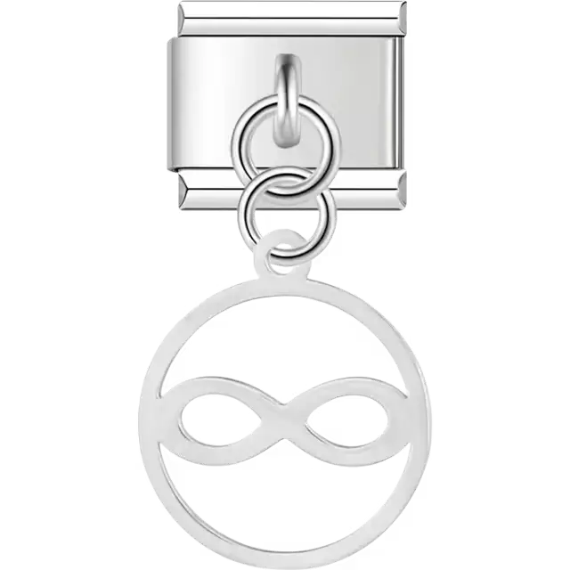 Open circle with infinity symbol dangle Italian charm bracelet link
