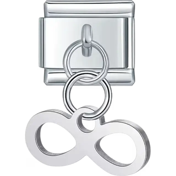Silver infinity symbol dangle Italian charm bracelet link