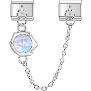 Chain with iridescent round moonstone centerpiece Italian charm bracelet link