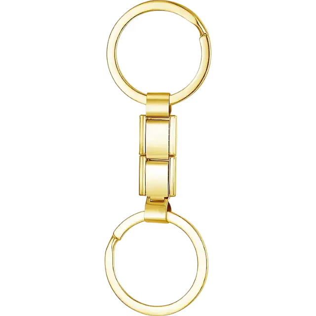 Double keyring with two Italian charm links add your own charms to the keyring Italian charm bracelet link