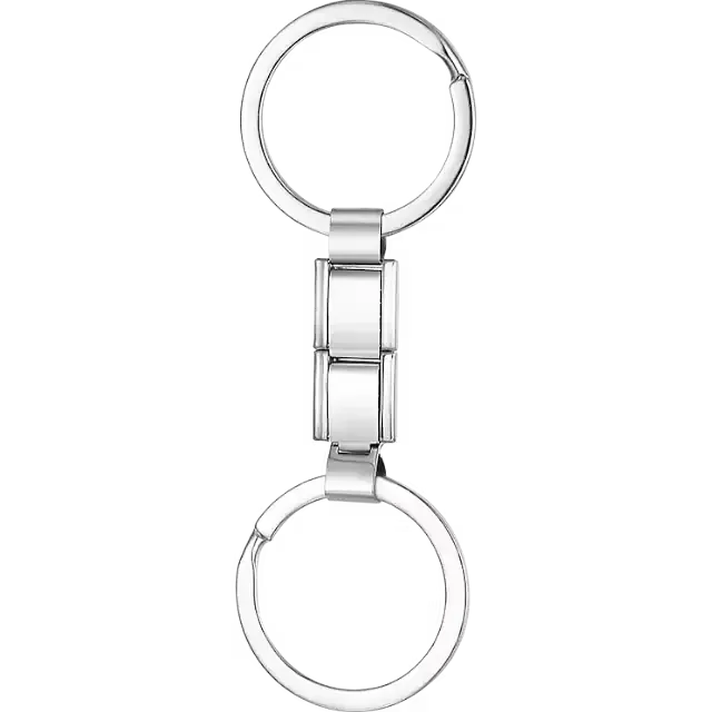 Double keyring with two Italian charm links add your own charms to the keyring Italian charm bracelet link