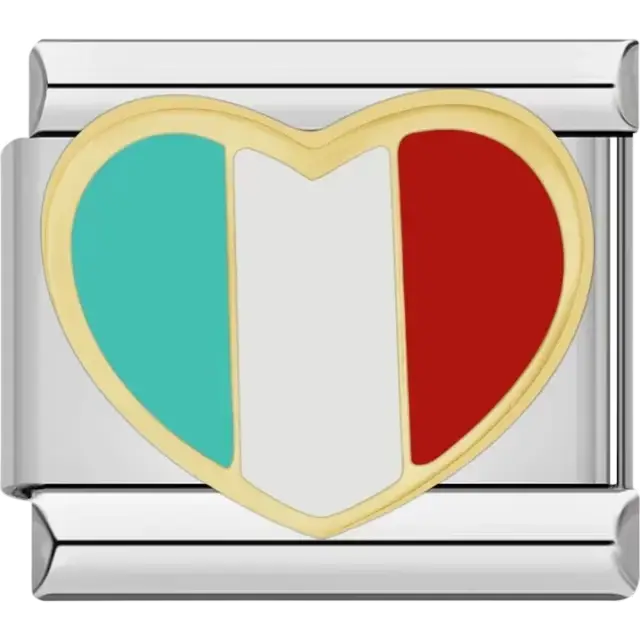 Heart design featuring Italy flag Italian charm bracelet link