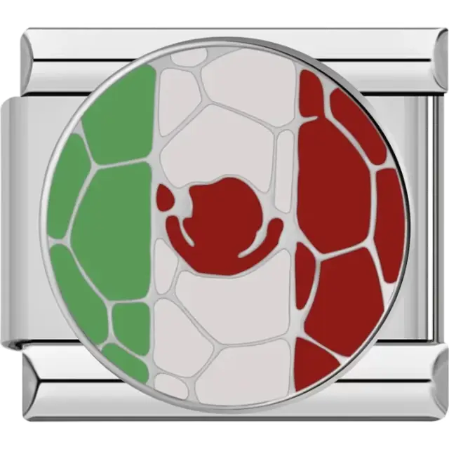 Green white and red Italian flag soccer ball pattern Italian charm bracelet link