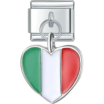 Italian flag pendant heart Italian charm bracelet link