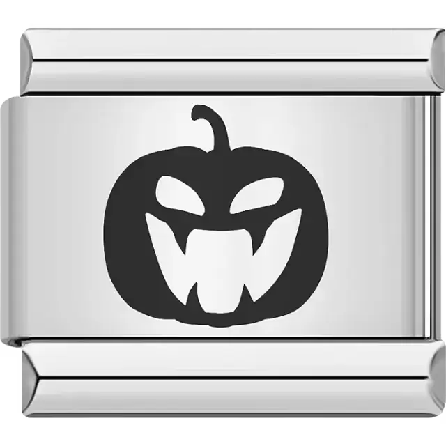 Jack-o'-lantern pumpkin Halloween face Italian charm bracelet link