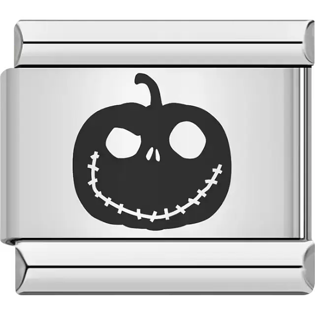 Black jack skellington pumpkin face Halloween Italian charm bracelet link