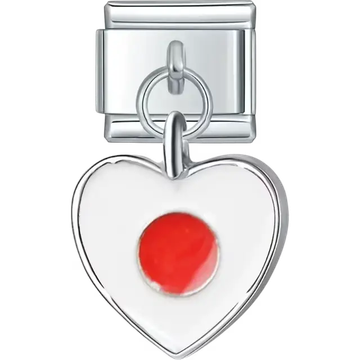 Japanese flag pendant heart Italian charm bracelet link