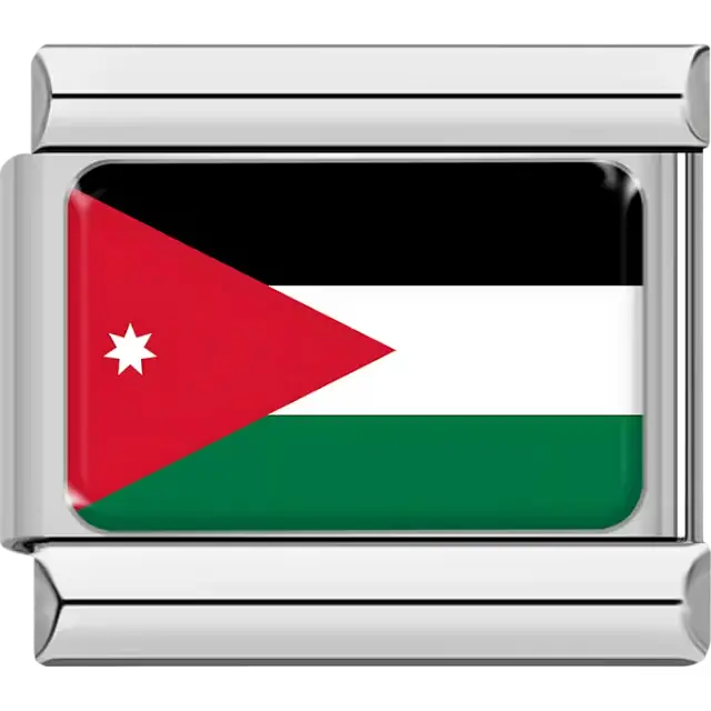 Jordanian flag Italian charm bracelet link