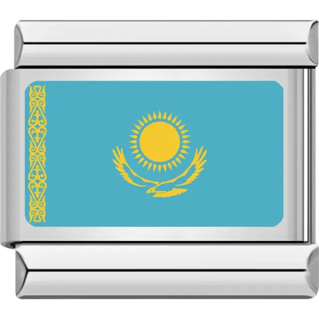 Kazakhstani flag Italian charm bracelet link
