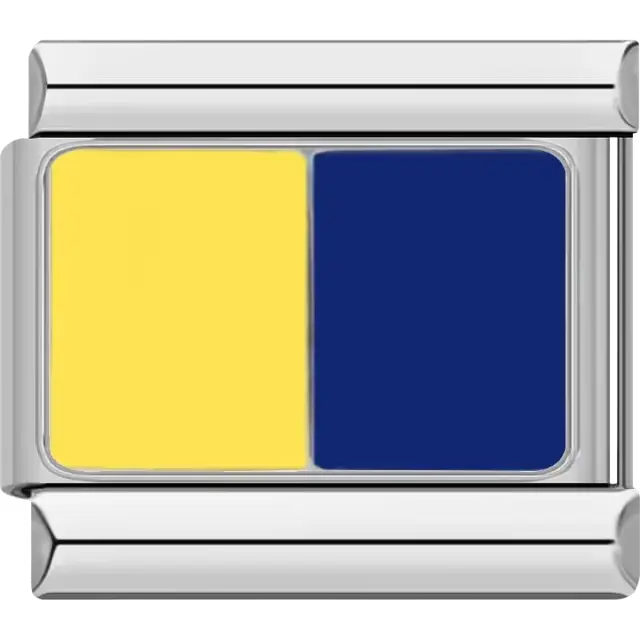 Yellow and blue Kilo maritime flag meaning "I wish to communicate with you" Italian charm bracelet link