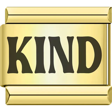 Gold "KIND" text inscription Italian charm bracelet link