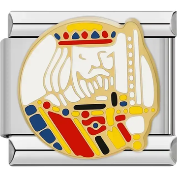 King of Hearts playing card design with gold edges Italian charm bracelet link