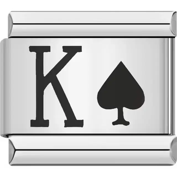 King of spades card Italian charm bracelet link