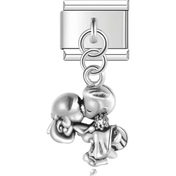 Couple-shaped dangle in a kissing pose Italian charm bracelet link