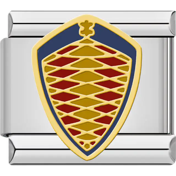 Gold blue and red Koenigsegg shield logo Italian charm bracelet link