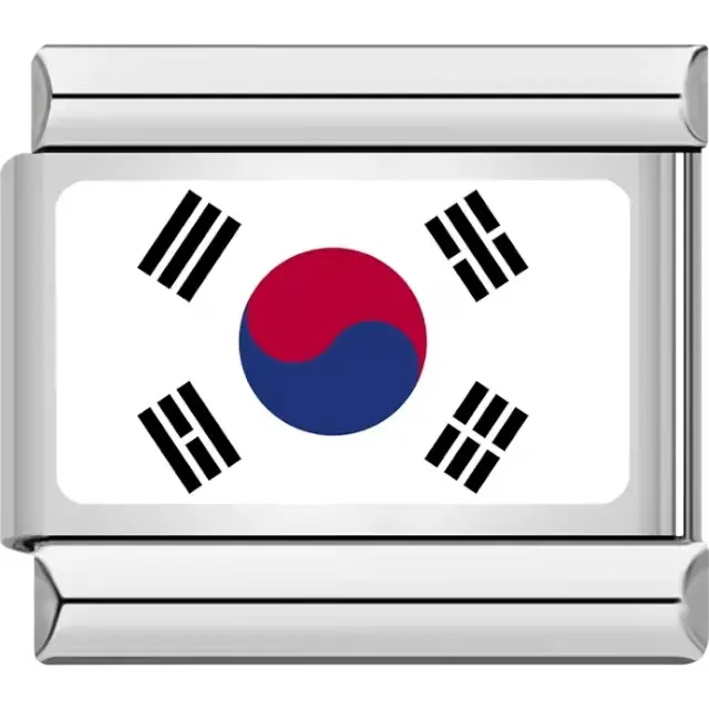 South Korean flag Italian charm bracelet link