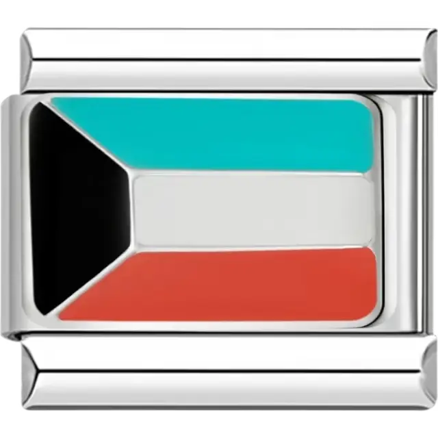 Kuwaiti flag Italian charm bracelet link