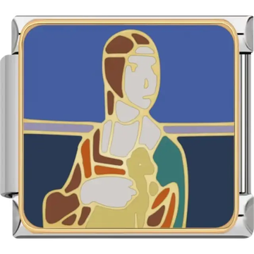 Famous painting "Lady with an Ermine" by Leonardo da Vinci Italian charm bracelet link