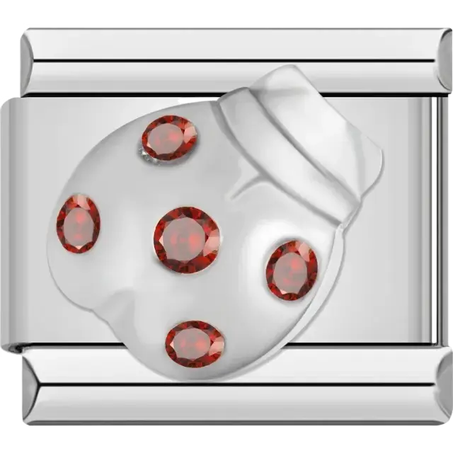 Silver ladybug with red crystals Italian charm bracelet link