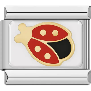 Red and black ladybug Italian charm bracelet link