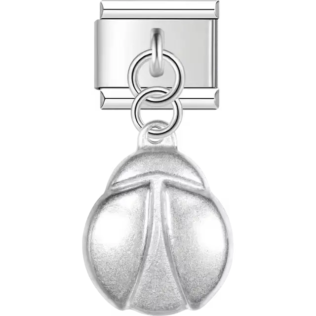 Ladybug design on dangle pendant Italian charm bracelet link