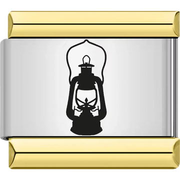 Black lantern silhouette design Italian charm bracelet link