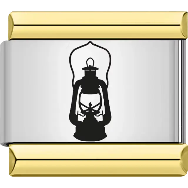 Black lantern silhouette design Italian charm bracelet link