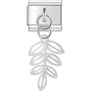 Leaf branch cutout dangle Italian charm bracelet link