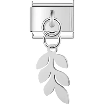 Leaf dangle Italian charm bracelet link