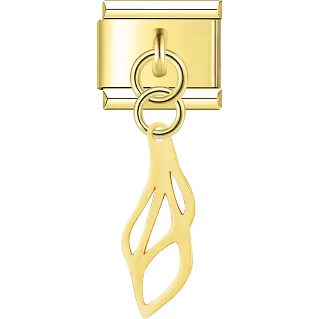 Leaf cutout dangle Italian charm bracelet link