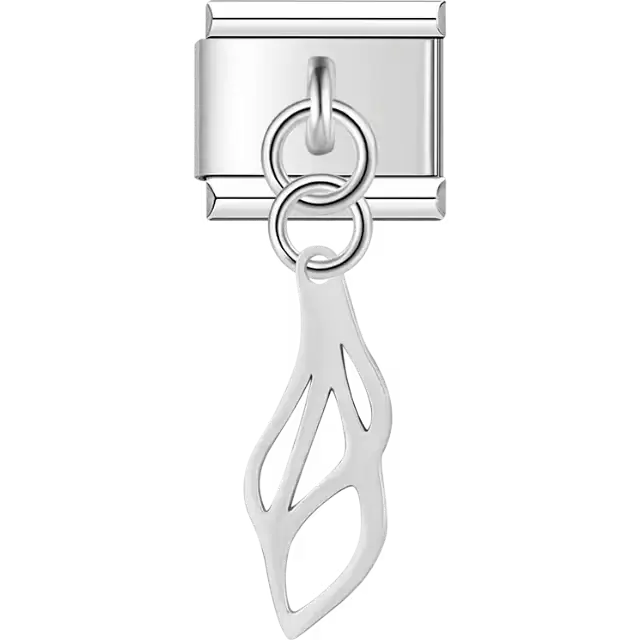 Leaf cutout dangle Italian charm bracelet link