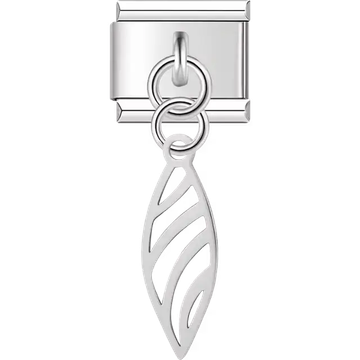 Leaf cutout dangle Italian charm bracelet link