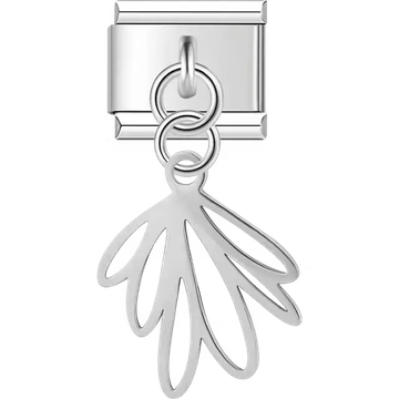 Stylized leaf cutout dangle Italian charm bracelet link