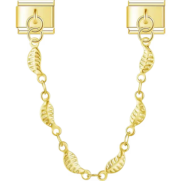 Textured leaf links safety chain Italian charm bracelet link