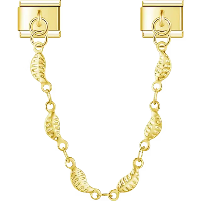 Textured leaf links safety chain Italian charm bracelet link