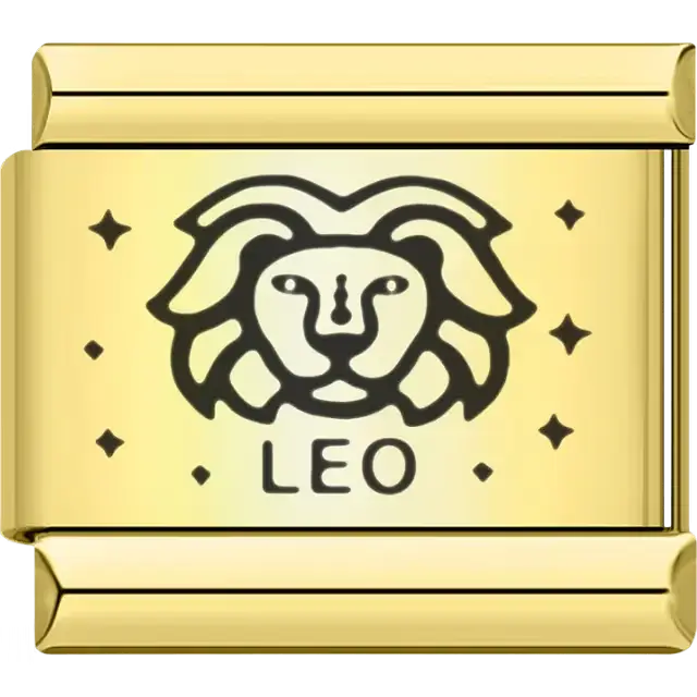 Leo zodiac lion with stars Italian charm bracelet link