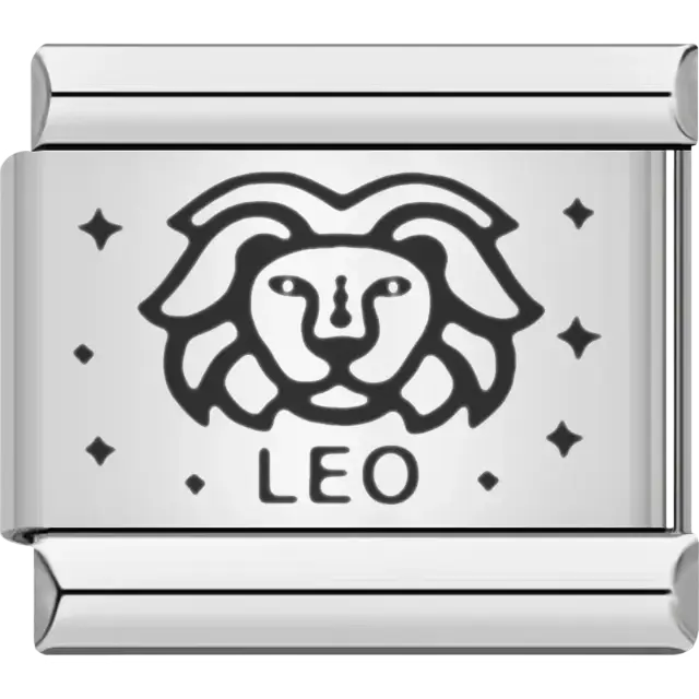 Leo zodiac lion with stars Italian charm bracelet link