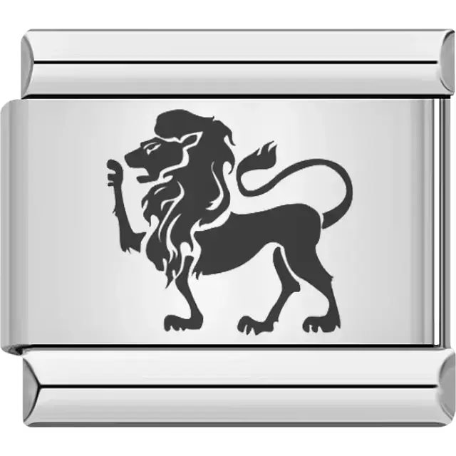 Gold Leo zodiac charm with a detailed lion design Italian charm bracelet link