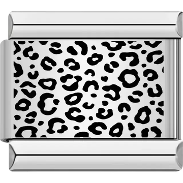 Black leopard print pattern Italian charm bracelet link